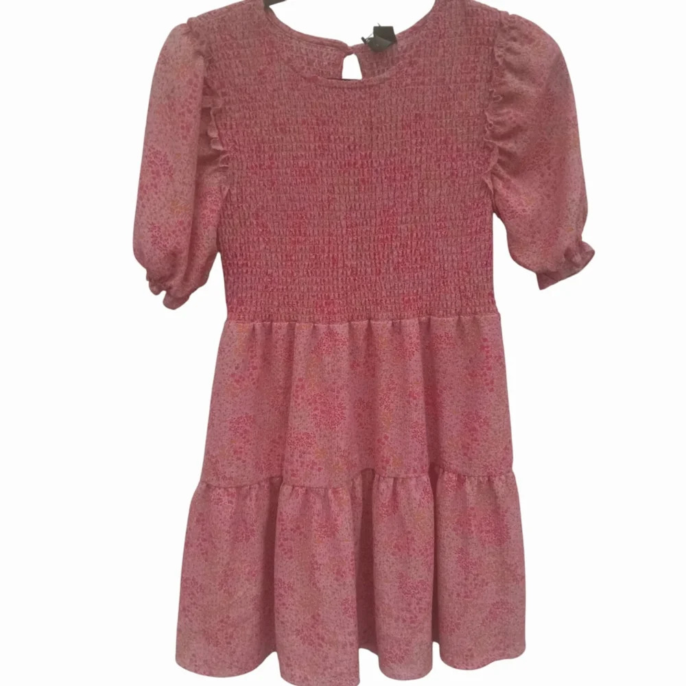 🍁4/$10 Puff Sleeve Micro Floral Pink Tiered Dress Wild Fable Size XS Mini